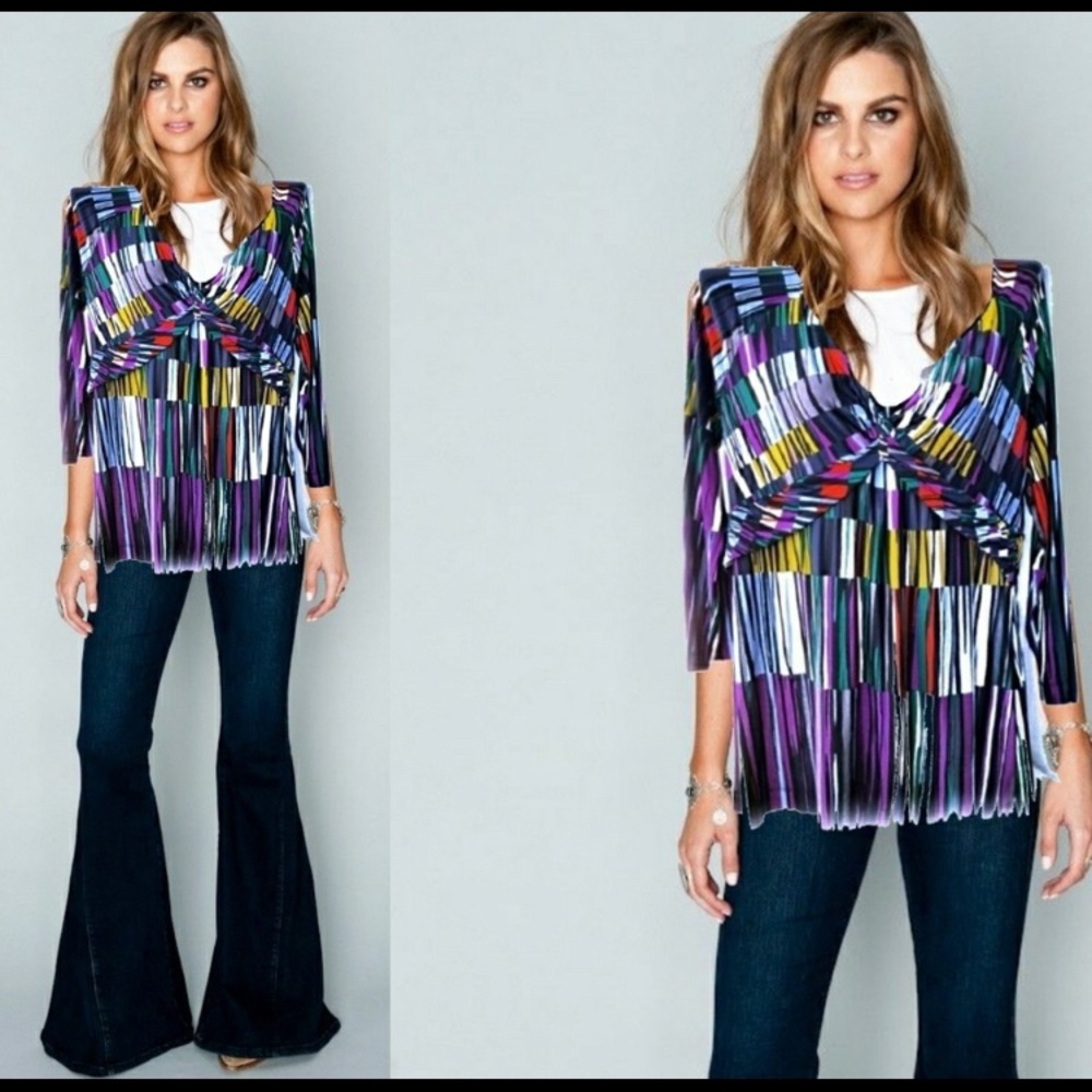 Y2K Geometric Pattern Blouse